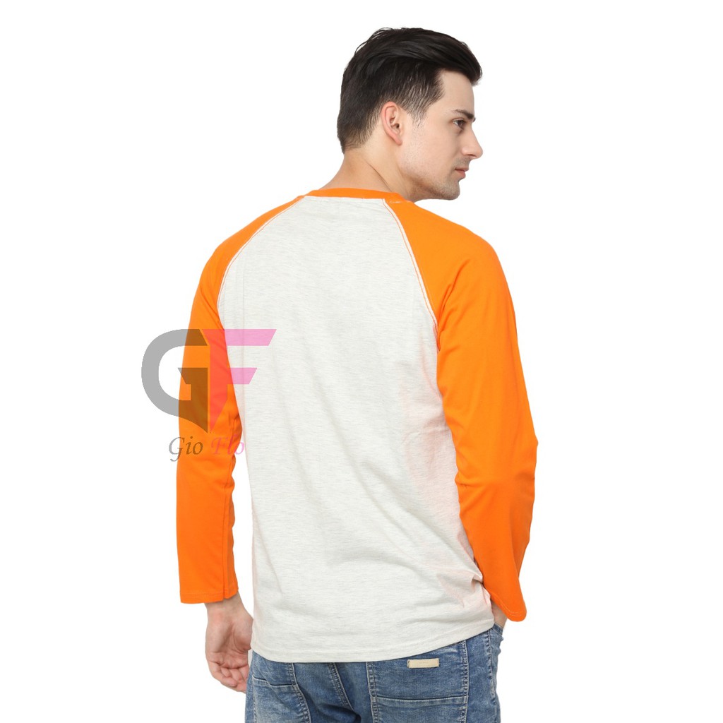 GIOFLO Baju 2 Warna Polos Lengan Panjang Putih Misty Orange / PLS 92