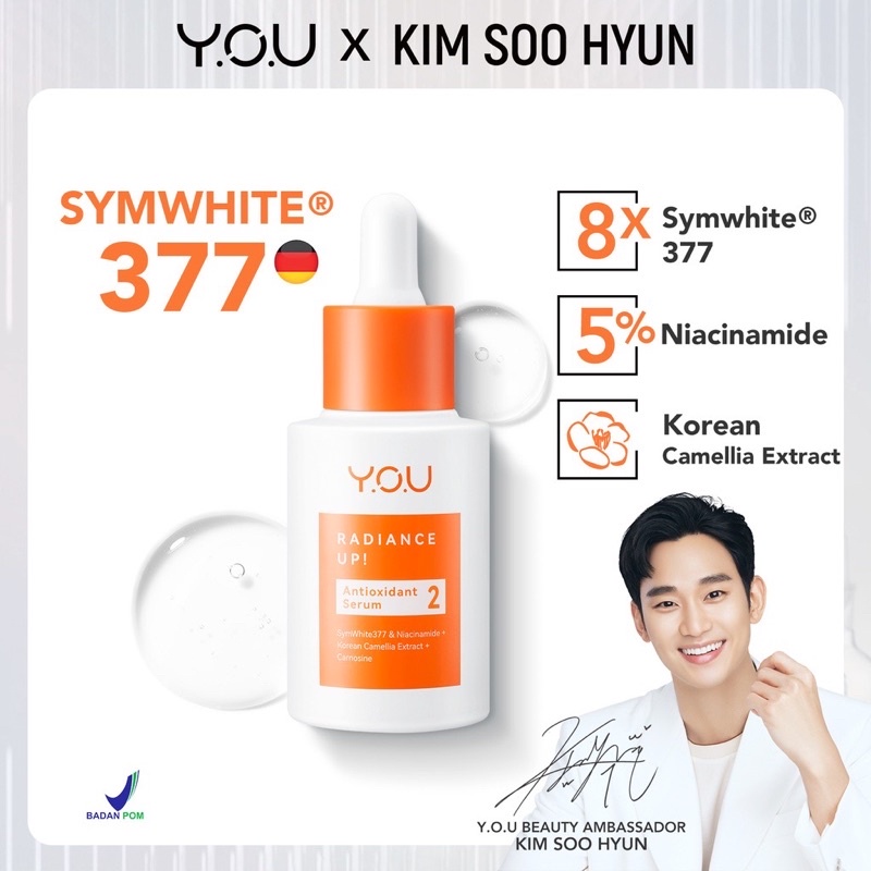 YOU Radiance Up! Brightening Serum KIMSOOHYUN Special Edition Sticker KSH Serum Pencerah Wajah Whitening BPOM / You Radiance Up Antioxidant Serum 20ml / Brightening Serum ( YOU MAKEUPS OFFICIAL STORE )