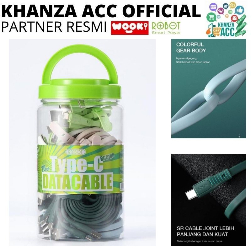 KHANZAACC Robot RGC100 Kabel Data Type C Colorful ( 1 Toples isi 20pcs )