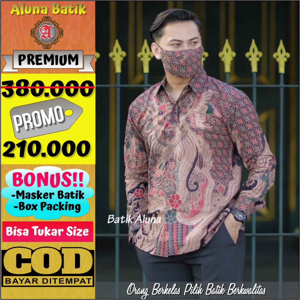 Batik Pria Lengan Panjang Baju Kemeja Batik Premium Laki Laki Furing Solo Produksi Batik Cowok Modern Jawa Aluna 2021