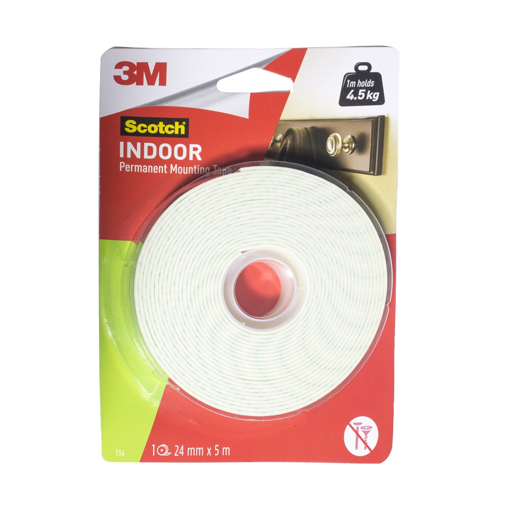 Indoor Permanent Mounting Double Tape  3M 24 mm x 5 m Scotch 114