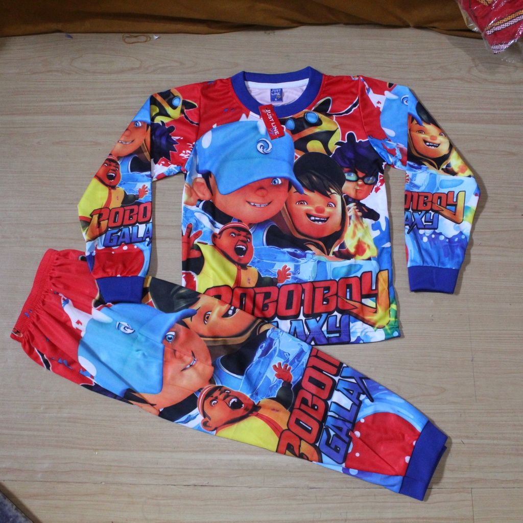 setelan baju tidur boboiboy ful printinmg size 2-12 thn