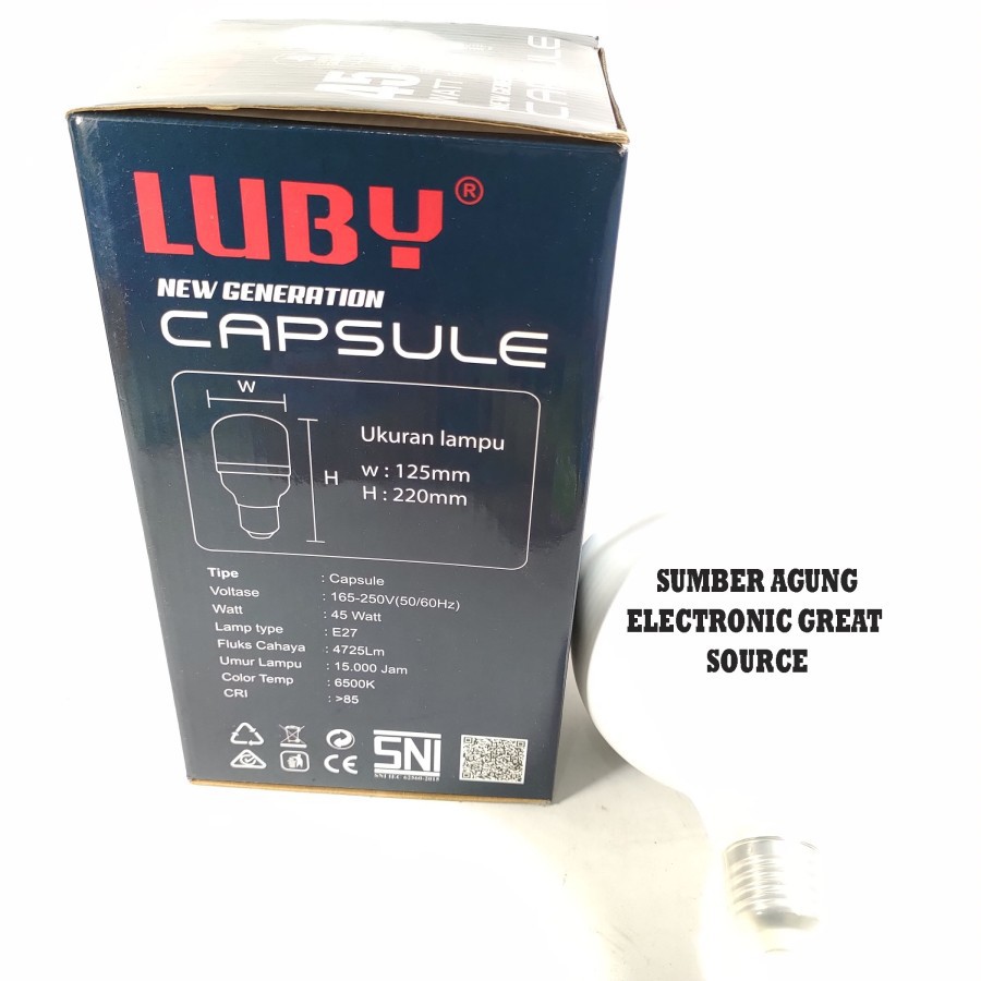 Luby Lampu LED Capsule 45W Capsule Lamp 4725 Lumen Besar Super Terang