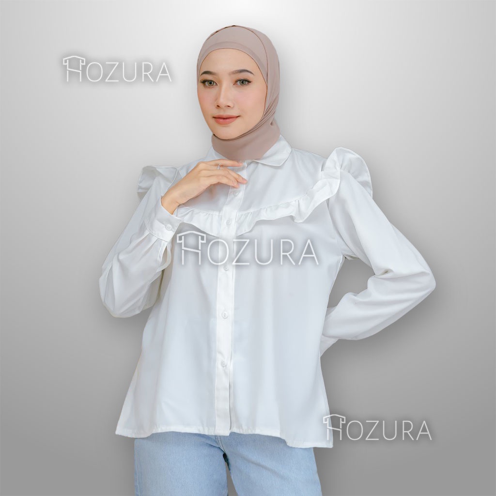 HOZURA - Blouse Nagita - Atasan Kemeja Pakaian Wanita - Dewia Blouse - Olive Blouse Atasan Wanita - Pakaian Terlaris - Korean Style - Atasan Wanita Terbaru Kekinian - Korean Blouse - Arina Blus - Lady Crincle Korean Top - Kemeja Wanita Murah COD Gratis