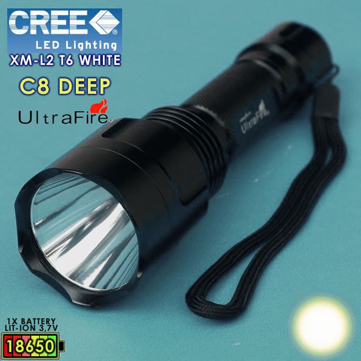Senter C8 Ultrafire XMl2 Deep Reflektor Sinar Putih