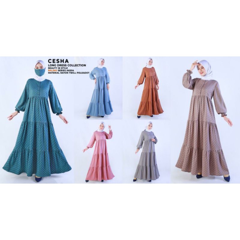 Gamis Balimo | Balimo Cesha | Daily Dress | Gamis motif polkadot| Gamis Rayon Twill