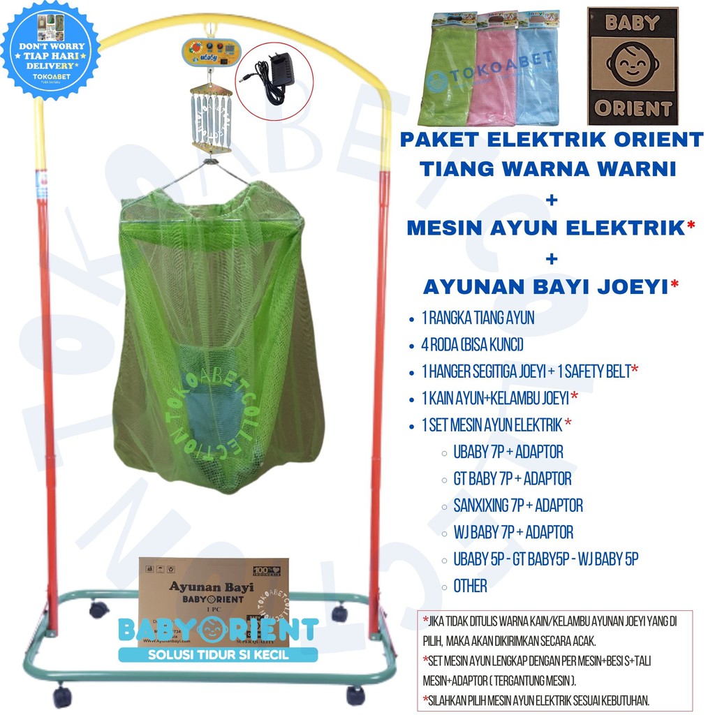 Paket Tiang Ayunan Elektrik Portable GT Baby/WJ Baby dan Tiang ORIENT WARNA PROMO TOKOABET