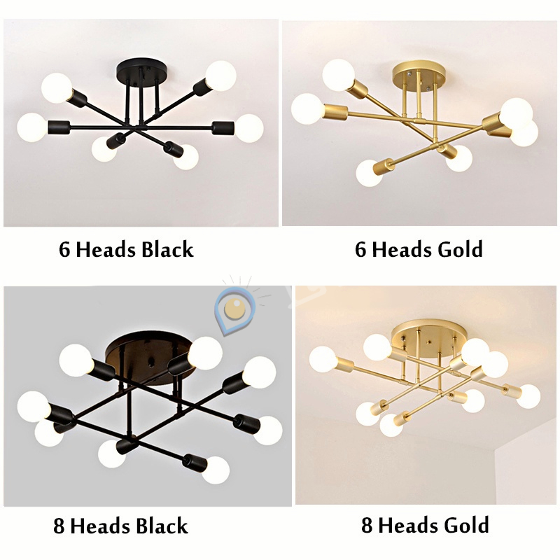 [COD]Lampu Gantung 6 / 8 Led E27 Industrial Bahan Besi Untuk Plafon Ruang Tamu Modern minimalist chandelier / Lampu Gantung / Lampu Plafon Ruang Tamu Kamar Tidur-Gaya Nordik