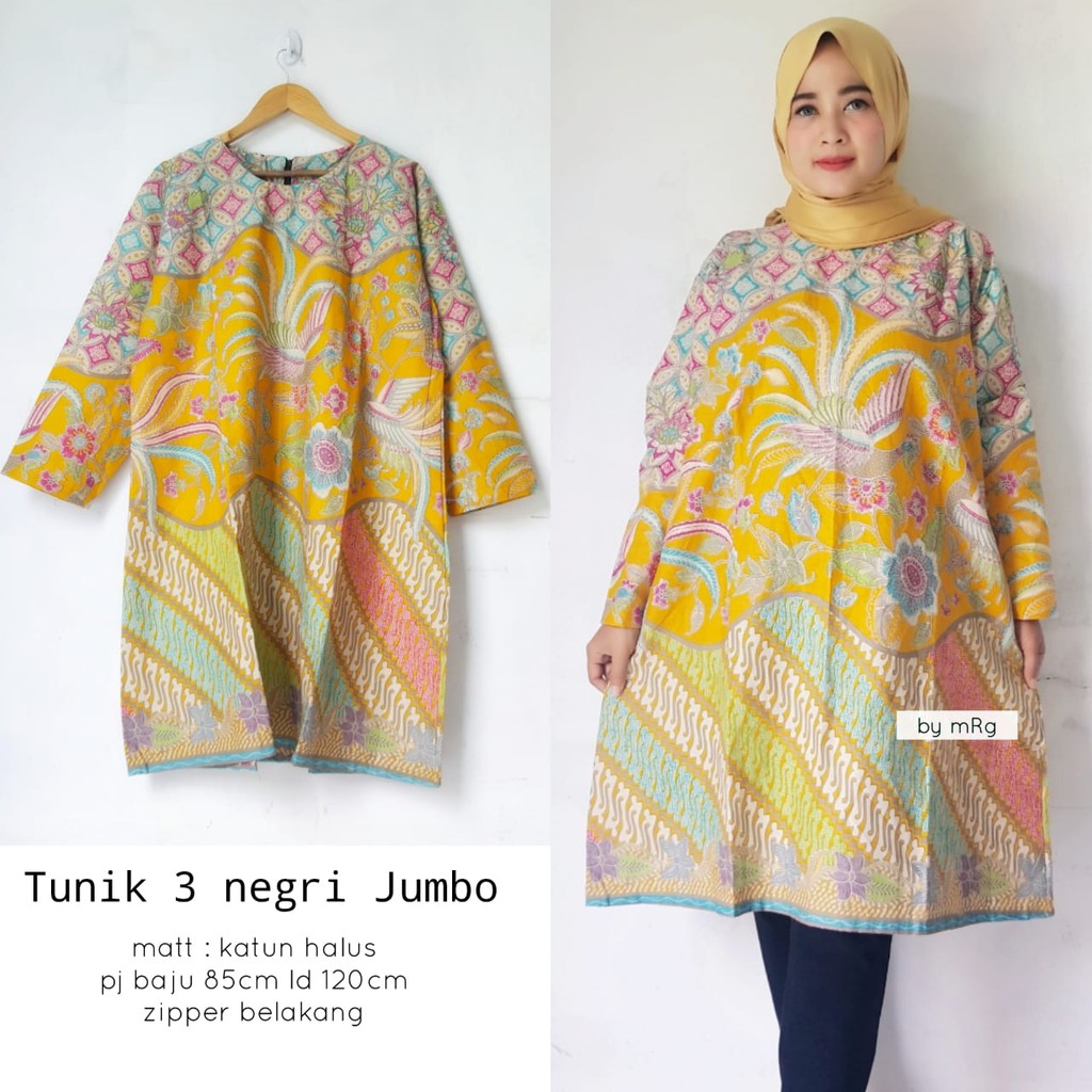 TUNIK WANITA MUSLIM,TUNIK 3NEGERI JUMBO,BATIK TUNIK JUMBO,ATASAN BATIK JUMBO