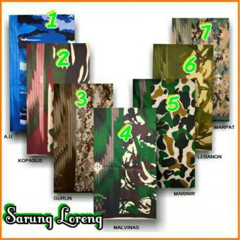 Sarung Doreng Loreng TNI Army AU AL AD Dewasa | Motif Tentara | Katun Poly | Tidak Luntur