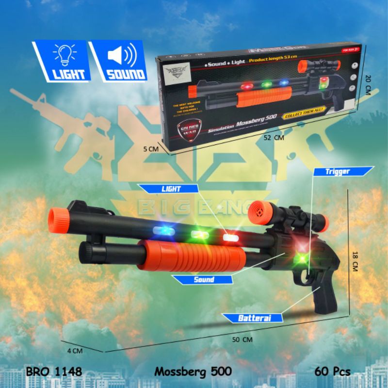 Shotgun Mainan Anak Pistol Pistolan Tembak Tembakan Baterai BIGBANG