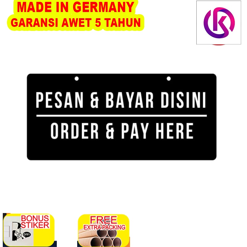 

Murah Sign Akrilik Order Pay Here Printed | Papan Cafe | Sign Label
