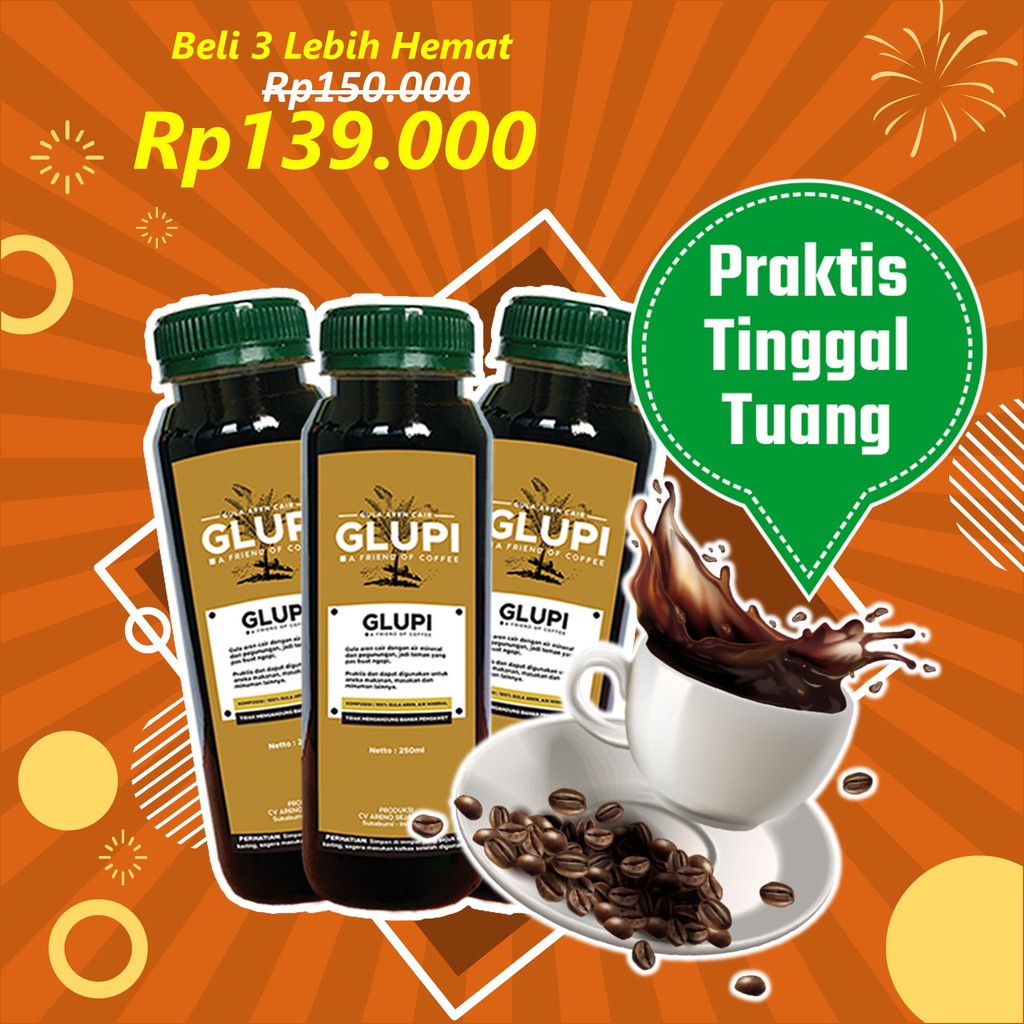 

[Paket 3 Botol Glupi] Brown Sugar Cair Gula Enau Murni Untuk Coffee - Gula Enau Cair Untuk Kopi