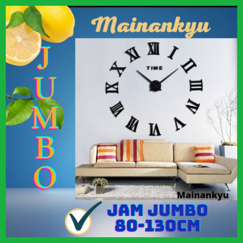 (MAINANKYU) Jam Dinding Besar DIY Giant Wall Clock Quartz Creative Design 80-130cm - DIY-106