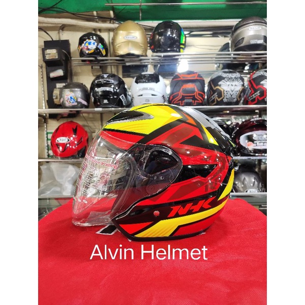 Helm nhk r6 motif SE starco red yellow / helm half face nhk r6 motif / helm nhk r6 original