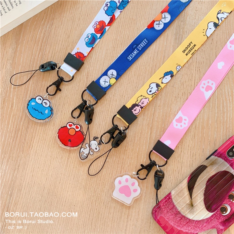 Baru ponsel lanyard melebar wanita leher tali panjang pendek Ponsel jaringan liontin gantungan kunci