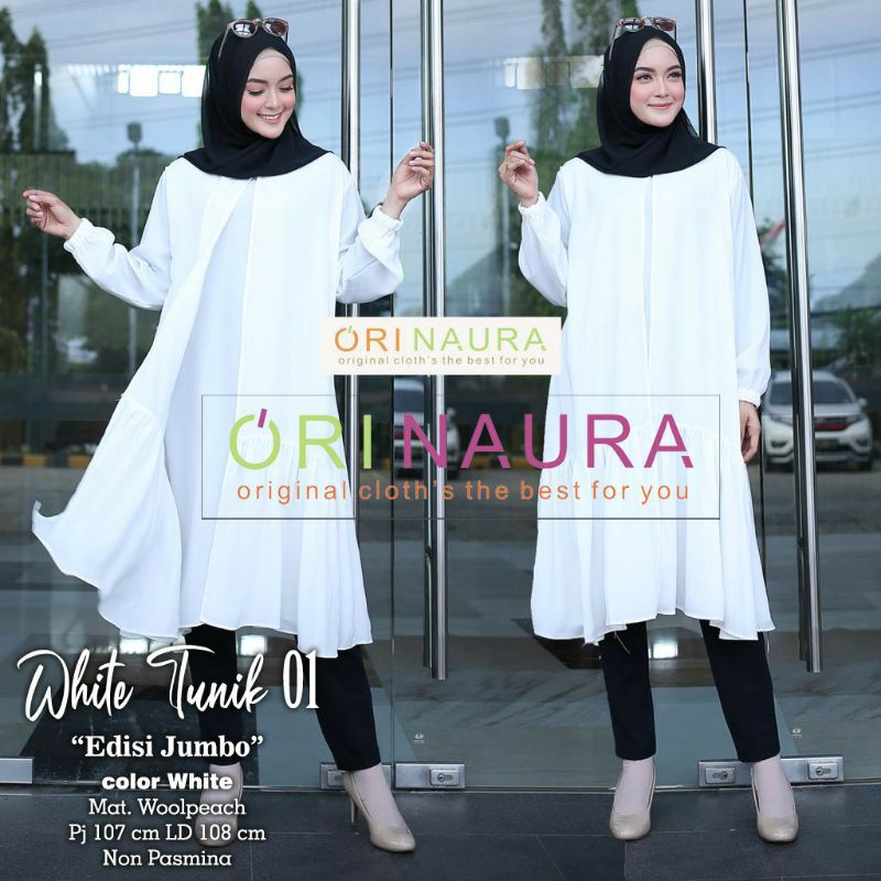 White tunic || tunik putih || tunik jumbo || tunik wolfis