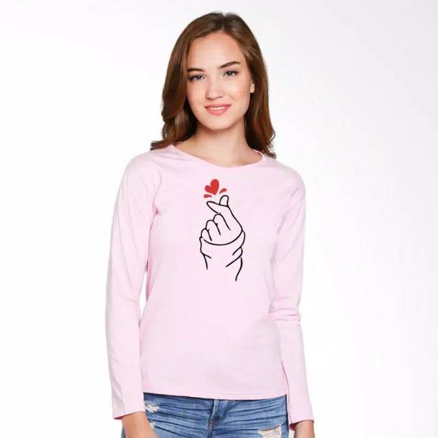 Kaos Lengan Panjang Saranghae New Wanita XL L M