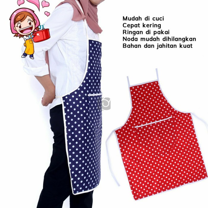 [DEASHOP] CELEMEK MASAK POLOS MOTIF KARAKTER APRON BAHAN KAIN