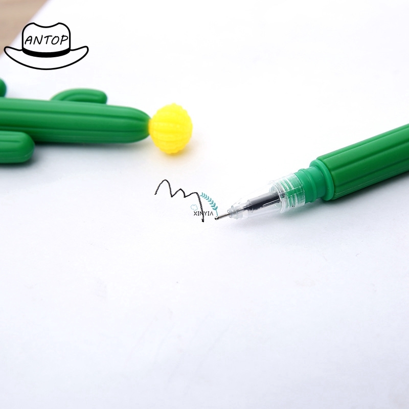 Antop！Pulpen Soft Gum Kaktus Pena Gel Perlengkapan Kantor Kreatif Tanda Tangan Pena Pen