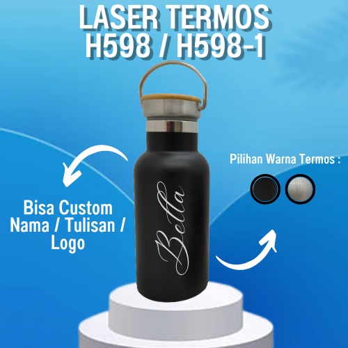 CUSTOM [ NAMA / LOGO ] H598 / H598-1 Termos Tutup Bambu MINI 350 ML / LASER GRAFIR / UV PRINT / PROMOSI SOUVENIR HAMPERS