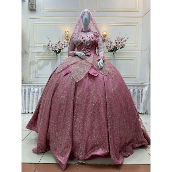 SALEE GAUN PENGANTIN BARBIE GOTIK BEREKOR//GAUN WEDDING KIPAS MODERN//TERMURAH