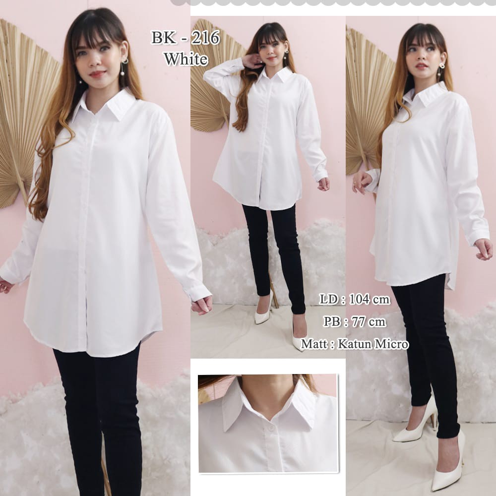 Baju putih polos wanita MAGDA/Blus putih wanita/atasan putih wanita blouse Bunkashop BK 216