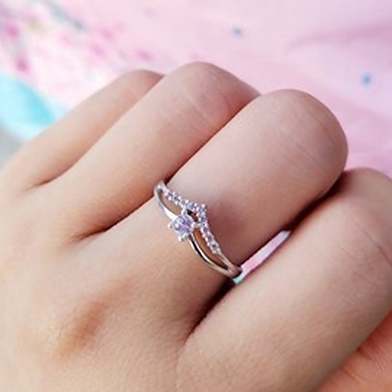 Cincin Sterling Silver 925 dengan Berlian Imitasi untuk Wanita