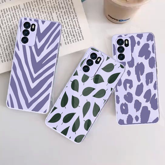 Softcase Glass Macaron Lilac [SM48]  For Oppo Reno 6 4G A5s A16 A15 Reno 5F Reno 5 A54 | Case Oppo A
