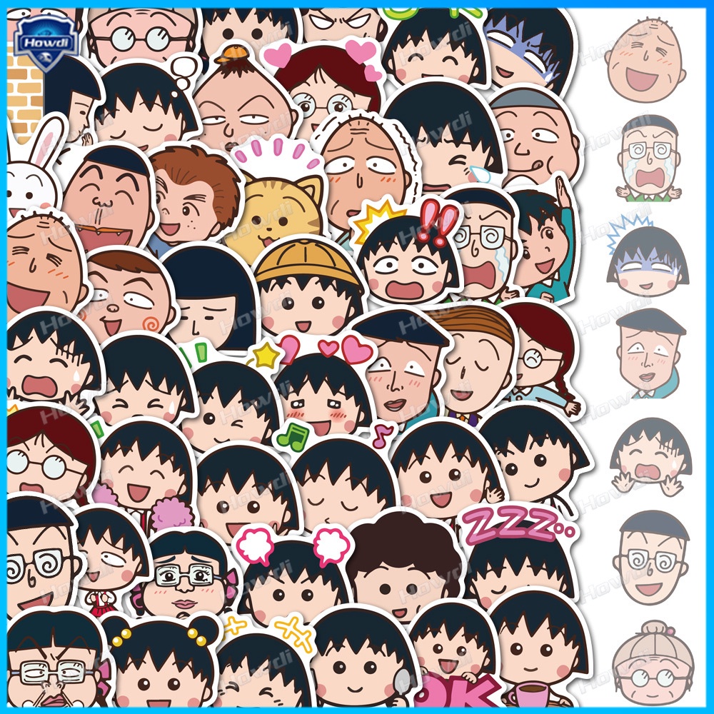 Stiker Lucu Chibi Maruko-chan Tahan Air Untuk Helm Motor / Mobil