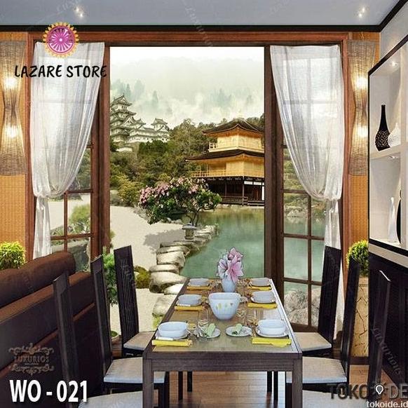 Walpaper Wallpaper Stiker 3D CUSTOM Pemandangan Alam Luar Jendela 3 Terbaru