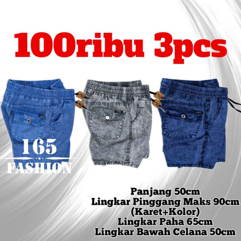 100 RIBU DAPAT 3 CELANA PENDEK SOBEK PRIA WISKER JEANS PENDEK ROBEK