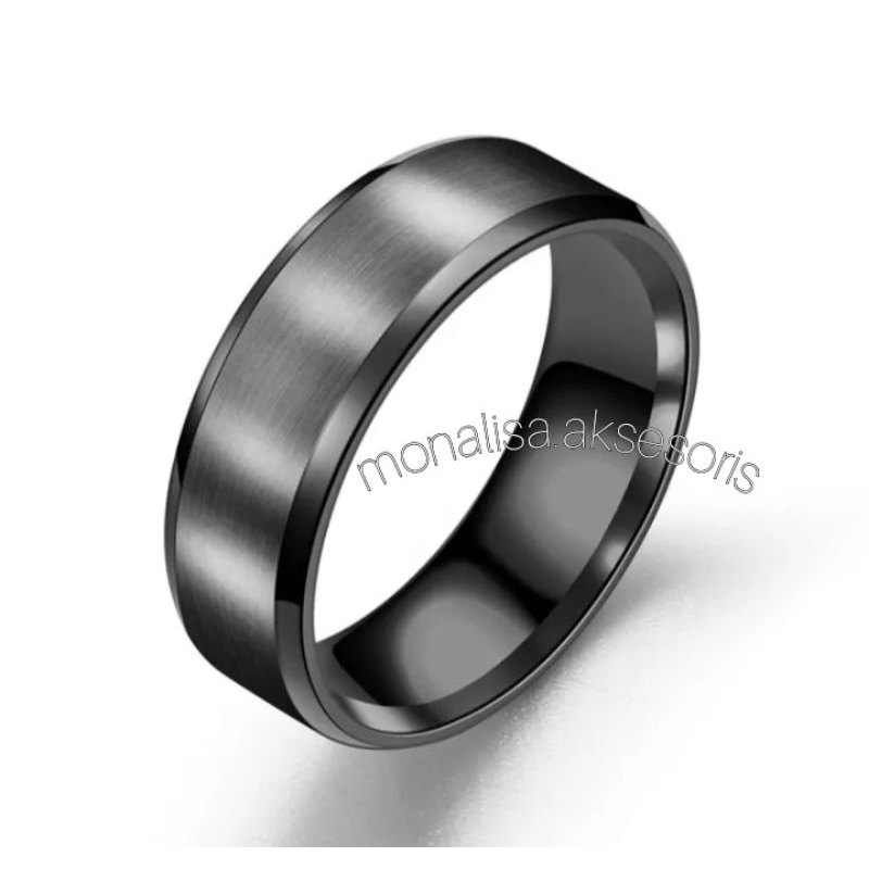 Cincin Couple Hitam Polos Titanium Pria Wanita Anti-Karat