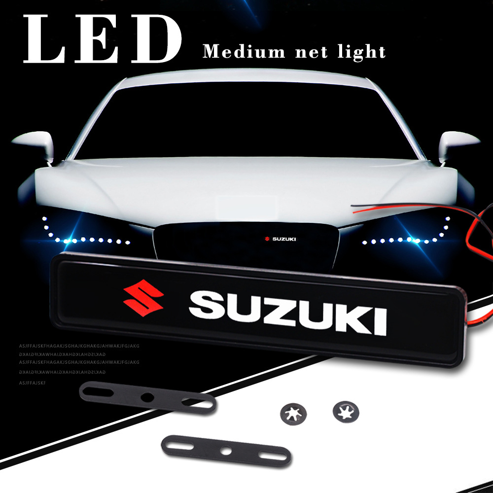 Dengan lampu LED Stiker Lencana Grille Depan Mobil With LED light Car Front Grille Emblem Badge Stickers For Suzuki Vitara Swift XL7 Presso Dzire Jimny Ciaz Celerio Ertiga