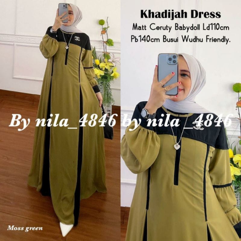 Gamis Terbaru 2022 Khadijah Dress Outfit Kondangan Wanita Gaun Pesta Muslimah Baju Gamis Ceruty Babydoll Dress Busui Friendly