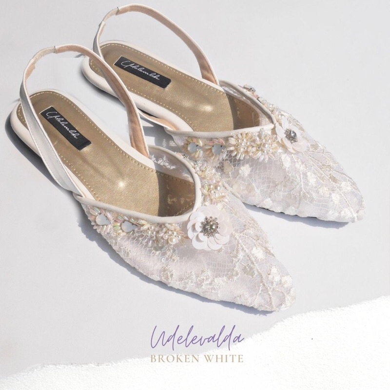 Udelevalda - heels payet broken white sepatu wanita payet wedding shoes size 35-42