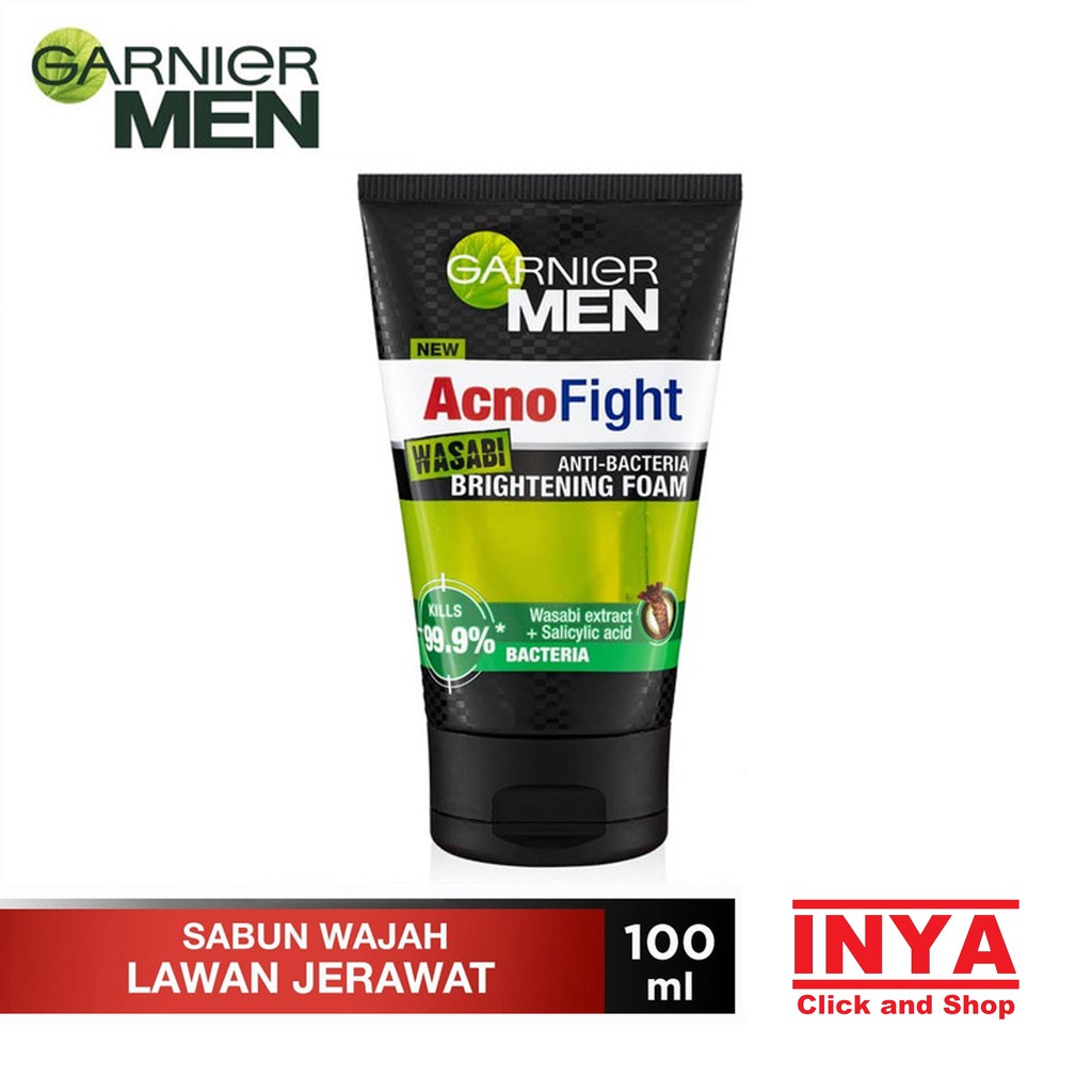 GARNIER MEN ACNO FIGHT WASABI ANTI BACTERIA BRIGHTENING FOAM 100ml - Sabun Muka