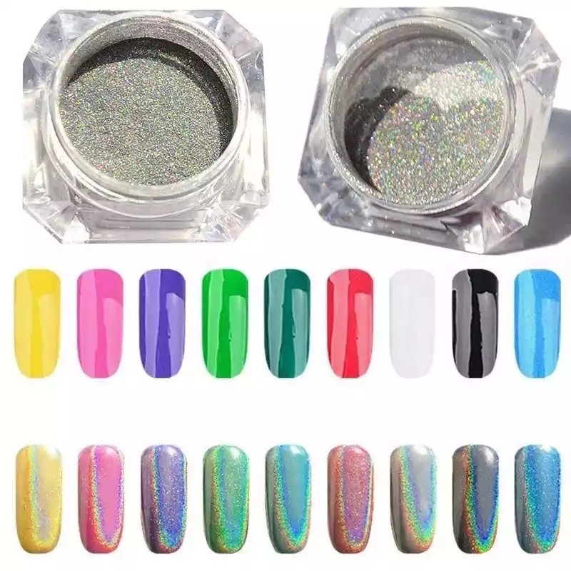 BUBUK HOLOGRAM SILVER HIASAN NAIL ART