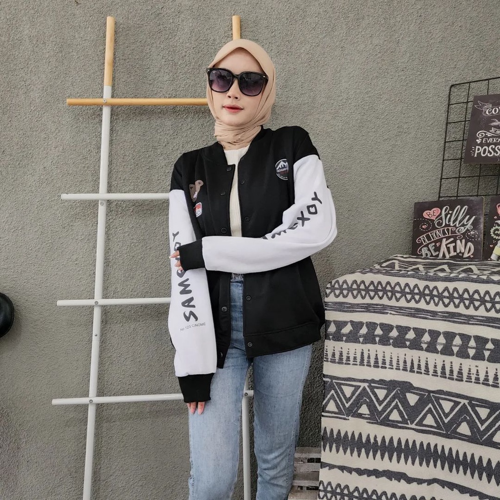 SAMEXOY BASEBALL 2XL 3XL Jacket Sweater Crewneck Oversize-Outerwear Wanita Fashion Terkini Korean Style