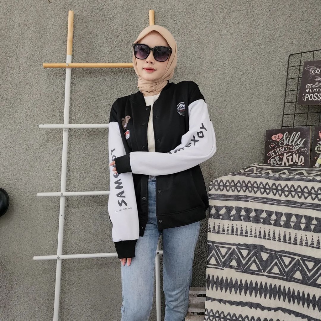 SAMEXOY BASEBALL 2XL 3XL Jacket Sweater Crewneck Oversize-Outerwear Wanita Fashion Terkini Korean Style