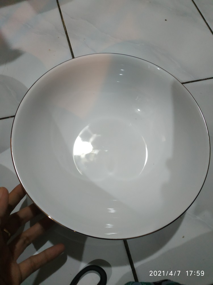 Mangkok Sayur Besar List Emas / Ukuran 9 Inch/ Mangkuk Saji Keramik