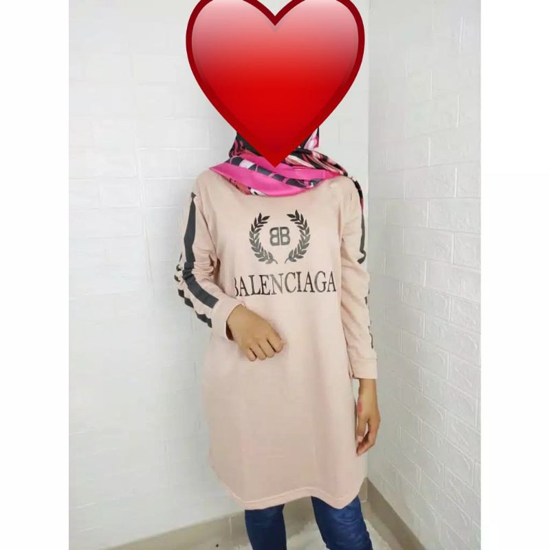 Medan Termurah Baju cantik LD 104 Tunik babyterry list white balen