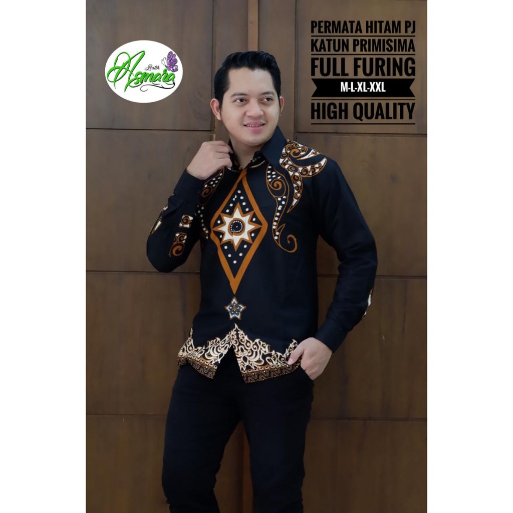 PERMATA HITAM ASMARA BATIKSOLOAMANAH BAJU KEMEJA BATIK SOLO PRIA LENGAN PANJANG PENDEK LAPIS FURING ATASAN BATIK PREMIUM MODERN KATUN HALUS BRAMANTYO BIRU MERAH PUTIH KUNING KEMBANG PAGER KAWIJAYAN COKLAT ABISENA COKLAT ANTASENA BIRU MAHABARATA KAWIJAYAN