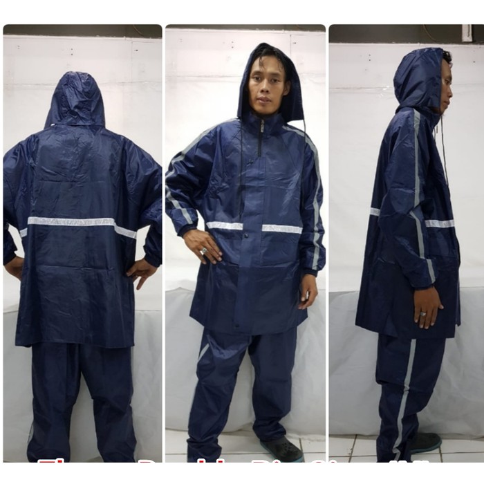 Jas Hujan Double Flexor Super Tebal Ukuran xxxxl(4xl) 2 Lapis  - Navy
