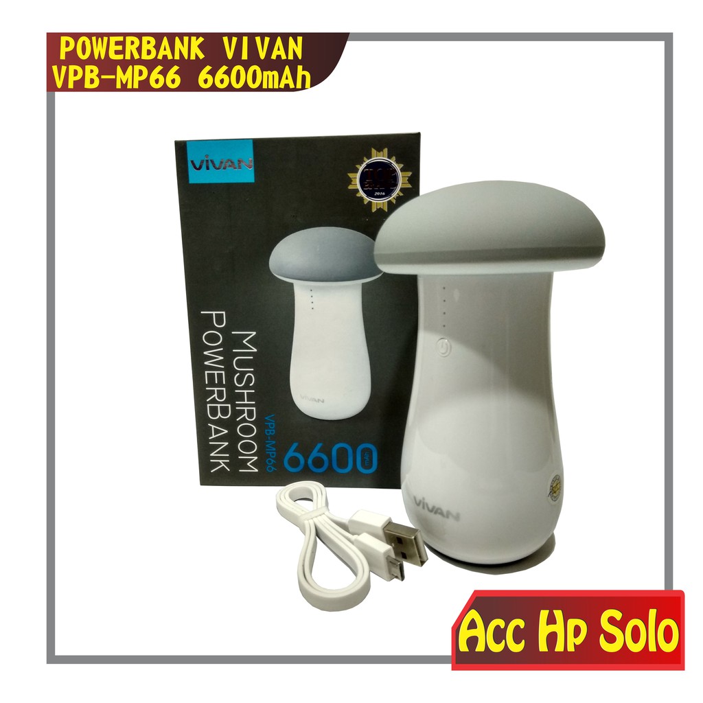 Vivan VPB-MP66 6600mAh Power Bank Mushroom LED Light White