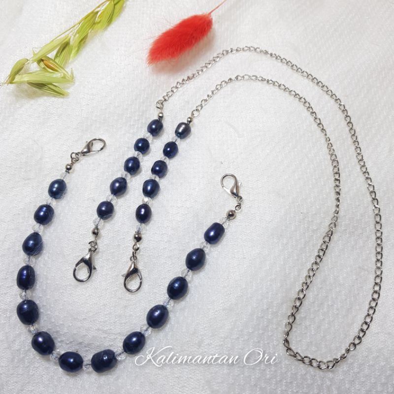 Set Strap Masker dan Konektor Masker Mutiara Air Tawar Asli