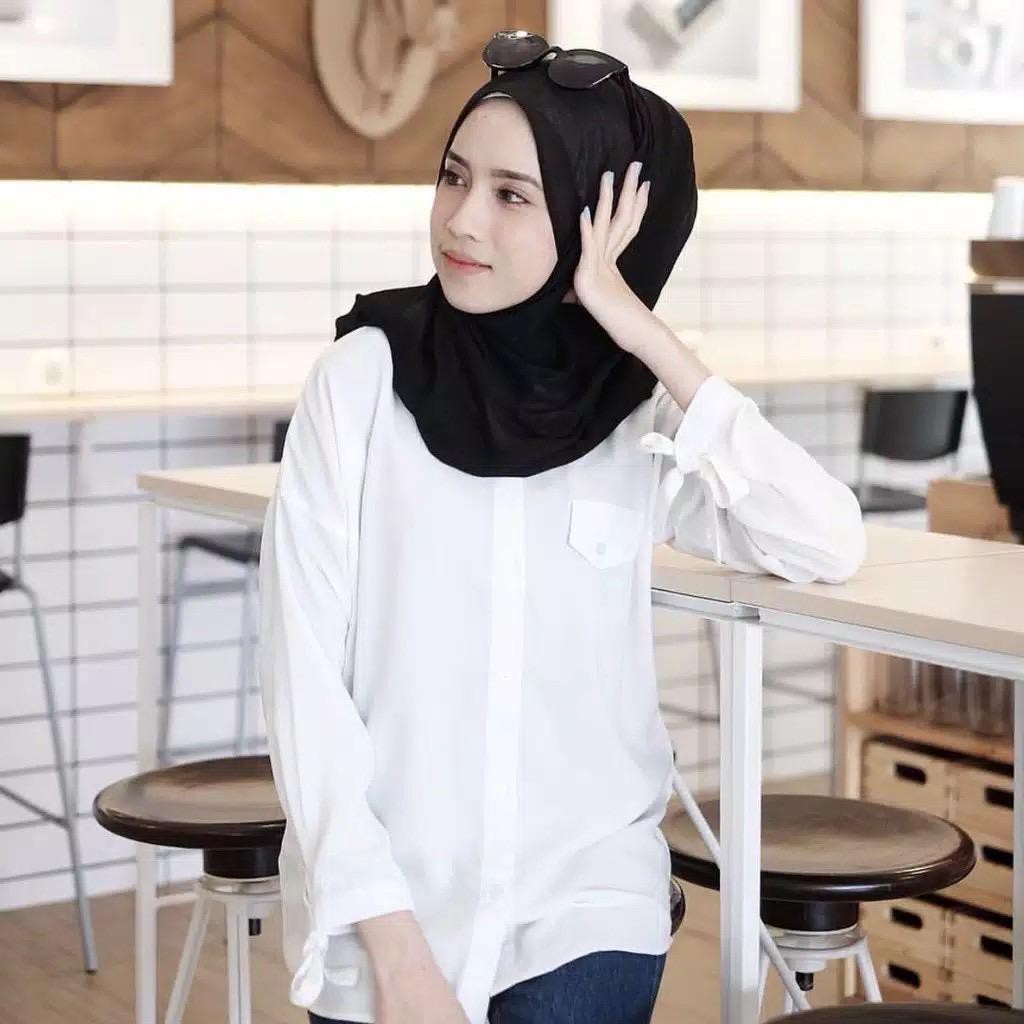 BDG STYLE KEMEJA BASIC LENGAN PITA LENKA  -COD