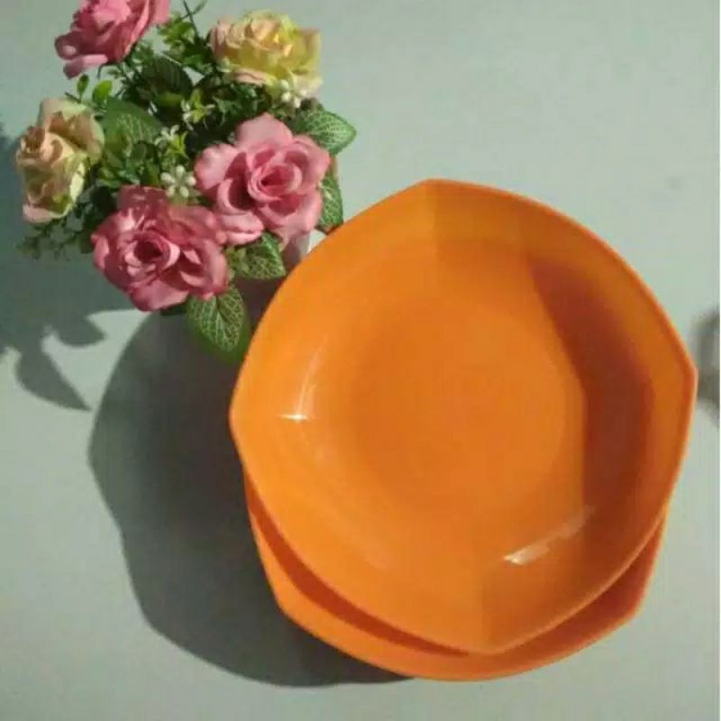 PIRING MAKAN BESAR KOTAK PERSEGI MANGKOK PLASTIK, PIRING WARNA JITU / DG WARE BPA Free, Lusinan