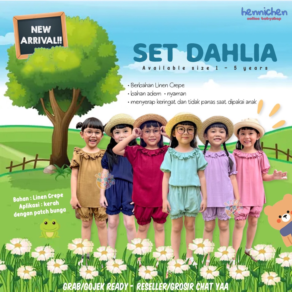 PROMO 7.7 Dahlia Set 1-5 Tahun Setelan Fashion Anak Perempuan Dahlia Smilee