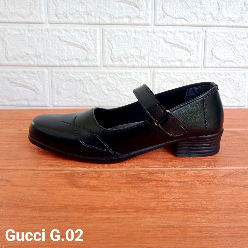 G.02 Hitam Sepatu Pantofel Sekolah Paskibraka Hak 3cm Size 36-41